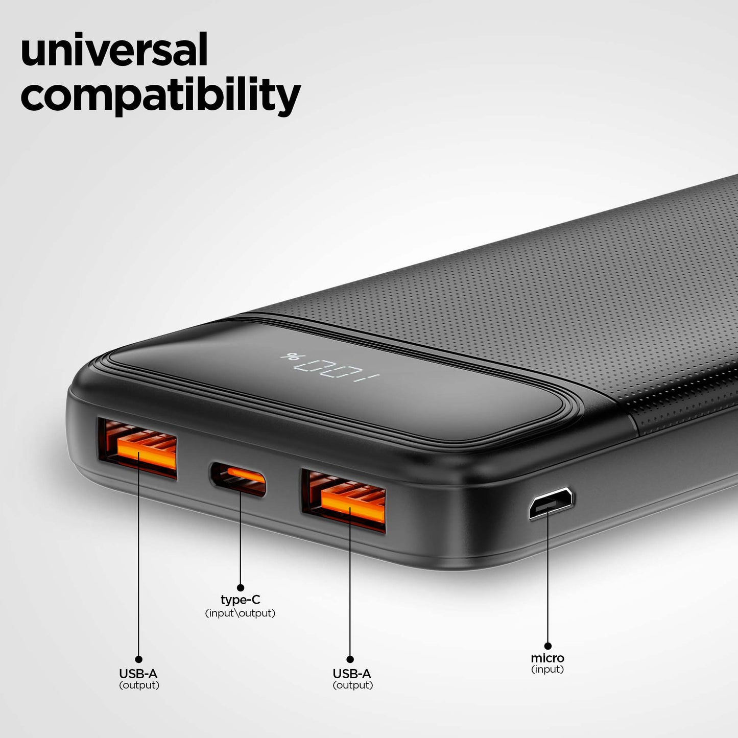 Powerblitz X2 multi-device charging powerbank with dual USB port & type-C