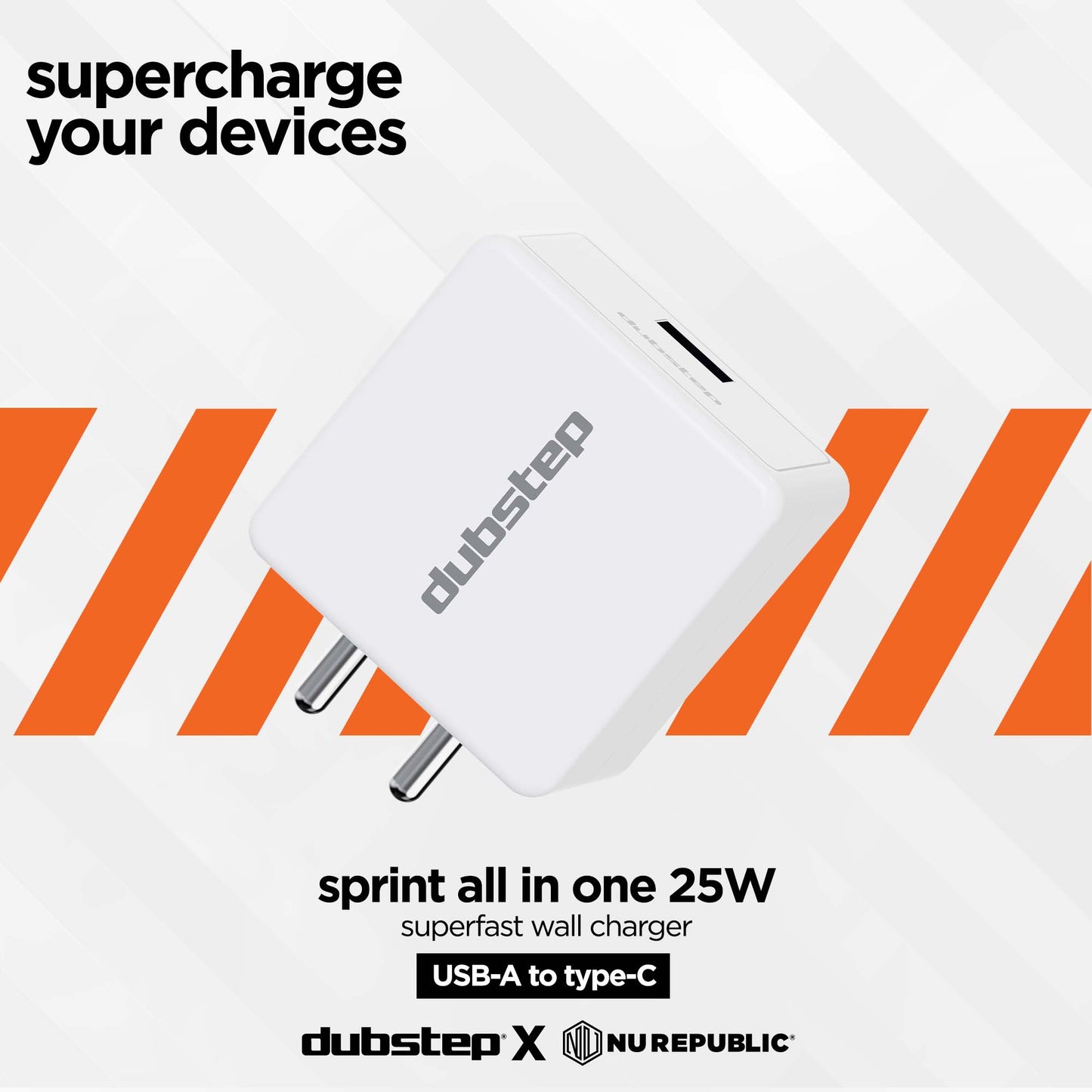 Sprint All In One 25W 5A Fast Charging Adapter with Cable (USB To Type-C)