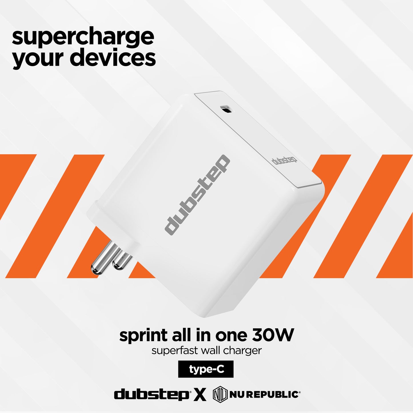 Sprint All In One 30W 6A Fast Charging Adapter with Cable (Type-C to Type-C)