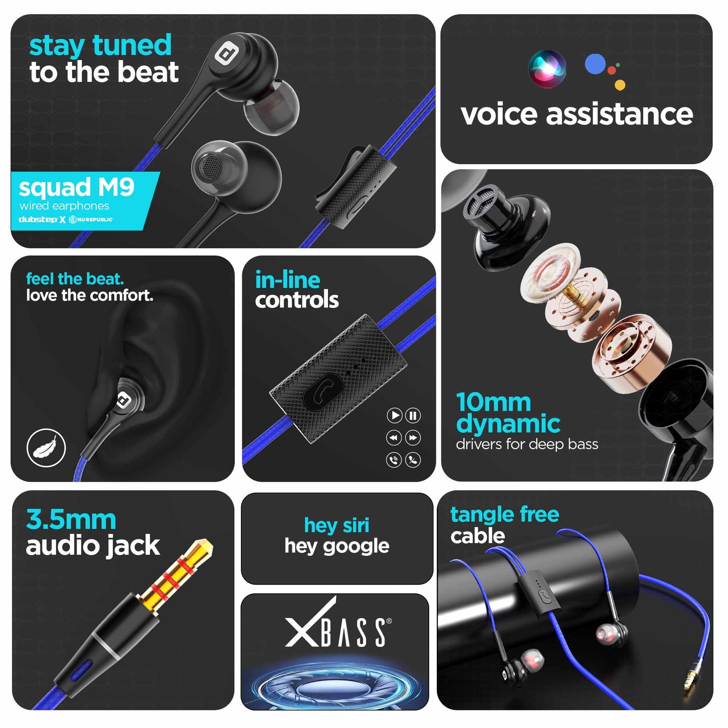 squad M9 wired earphones